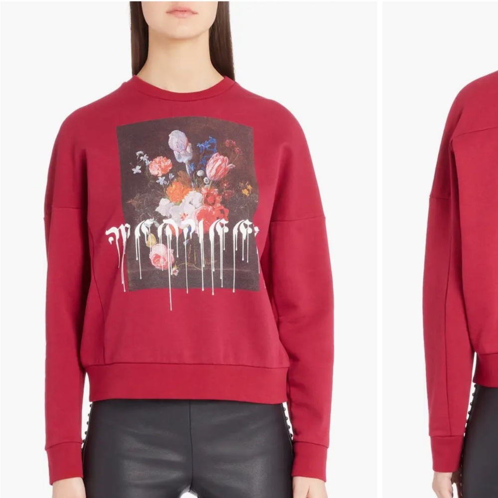 Alexander McQueen Red Paint Drip Graphic Sweatshirt Pullover Size 36